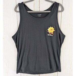Old Navy Size Large Black Sun Graphic Sleeveless Womens Tank Top NWT‎